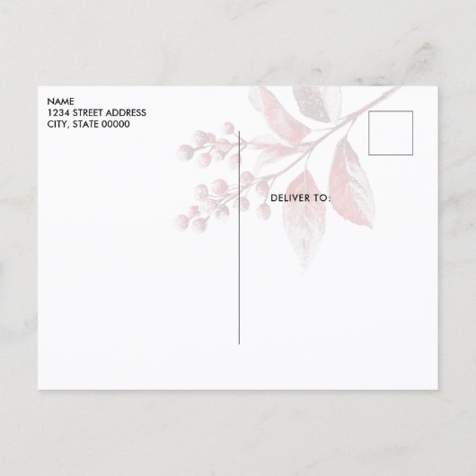 Snowy Red Leaves Christmas Holiday Briefkaart (Achterkant)