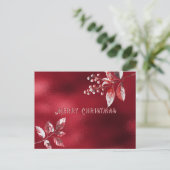 Snowy Red Leaves Christmas Holiday Briefkaart (Staand voorkant)