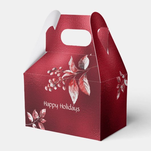 Snowy Red Leaves Christmas Holiday Gift Box Bedankdoosjes (Voorkant Zijde)