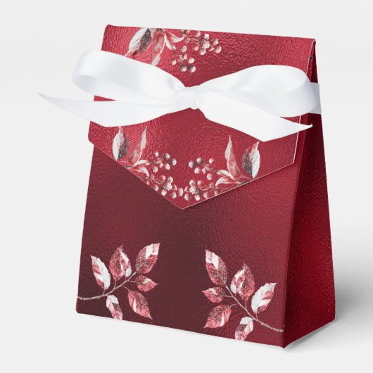 Snowy Red Leaves Christmas Holiday Gift Box Bedankdoosjes (Voorkant Zijde)