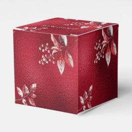 Snowy Red Leaves Christmas Holiday Gift Box Bedankdoosjes