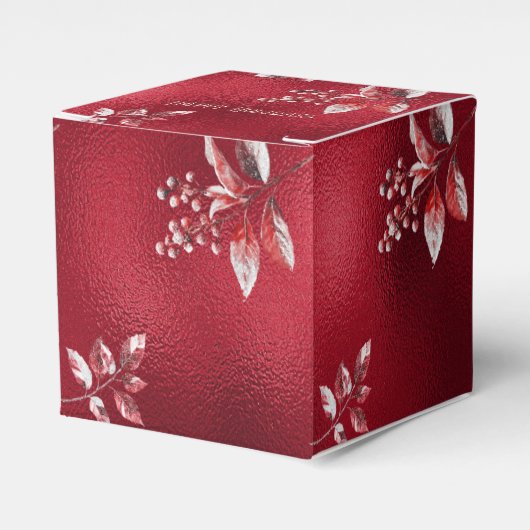 Snowy Red Leaves Christmas Holiday Gift Box Bedankdoosjes (Voorkant Zijde)
