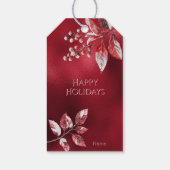 Snowy Red Leaves Christmas Holiday Gift Label Cadeaulabel (Achterkant)