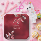 Snowy Red Leaves Christmas Holiday Paper Bord (Feest)