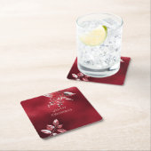 Snowy Red Leaves Christmas Paper Onderzetter (Insitu)