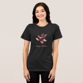 Snowy Red Leaves Holiday T-shirt voor dames (Voorkant volledig)