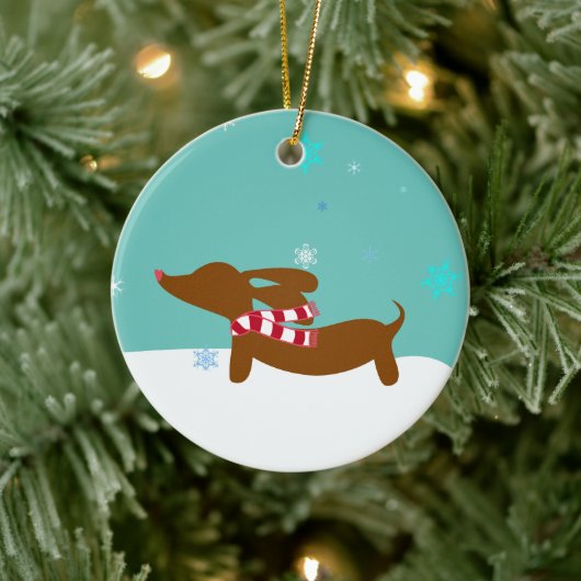 Snowy Reindeer Dachshund Tree Holiday Ornament (Boom)