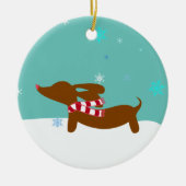 Snowy Reindeer Dachshund Tree Holiday Ornament (Voorkant)