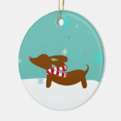Snowy Reindeer Dachshund Tree Holiday Ornament (Links)