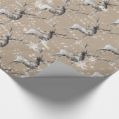Snowy Reindeer Kraft Paper Wrapping Cadeaupapier (Hoek)