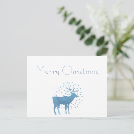 Snowy Reindeer Merry Kerstmis Briefkaart (Staand voorkant)