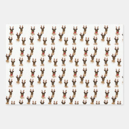 Snowy Reindeer Rustige Kerstmis Inpakpapier Vel