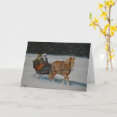 Snowy Ride Winter Scene Wenskaart 5x7 Kaart (Gele Bloem)