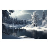 Snowy river landscape: a winter idyll foto afdruk (Voorkant)