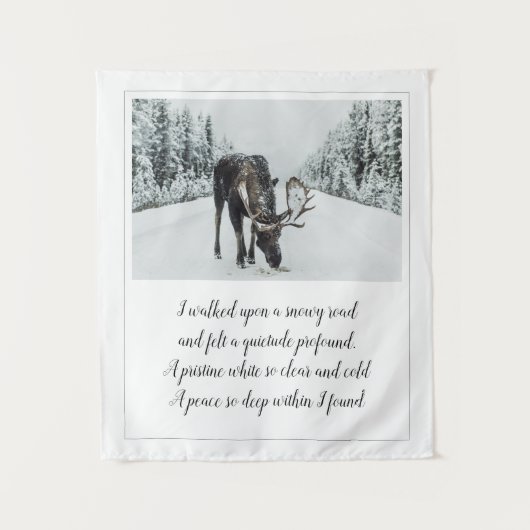 Snowy Road met een wintergedicht van Moose Wandkleed (Voorkant)