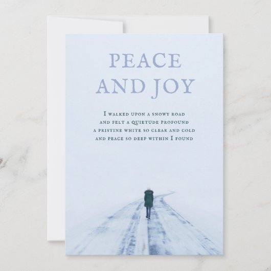 Snowy Road Peace Poem Holiday Card Feestdagenkaart (Voorkant)