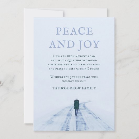 Snowy Road Peace Poem Holiday Card Feestdagenkaart (Voorkant)