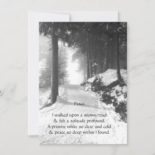 Snowy Road Peace Poem Holiday Feestdagenkaart (Voorkant)