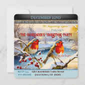 Snowy Robins Kerstfeest uitnodiging (Voorkant)