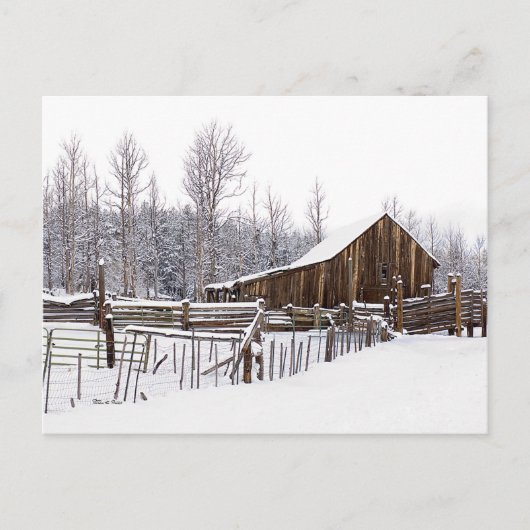 Snowy Rural Barn Scene Foto van jou Briefkaart (Voorkant)