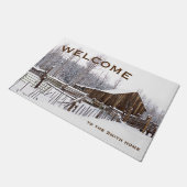 Snowy Rural Barn Scene Foto Welcome Deurmat (Schuin)