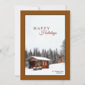Snowy Rustic Cabin Holiday Card Feestdagenkaart (Voorkant)