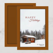 Snowy Rustic Cabin Holiday Card Feestdagenkaart (Voorkant / Achterkant)