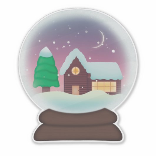 Snowy Rustic Cabin Snowglobe Sticker (Voorkant)