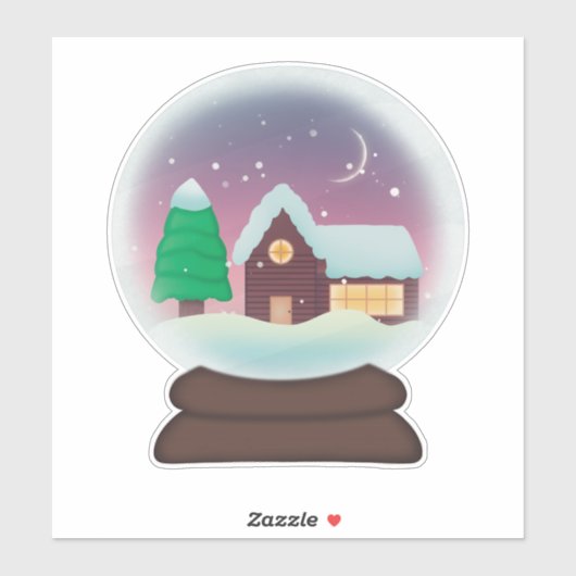 Snowy Rustic Cabin Snowglobe Sticker (Vel)