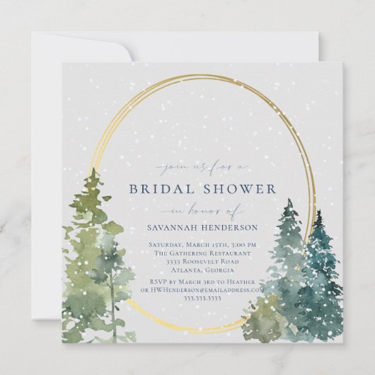 Snowy Rustic Pines Vrijgezellenfeest Kaart (Voorkant)