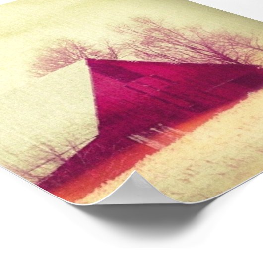 Snowy Rustic Red Winter Barn in Iowa Poster (Hoek)