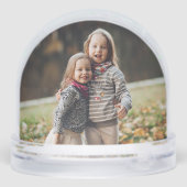 Snowy Rustic Winter Village Foto Sneeuwbol (Achterkant)