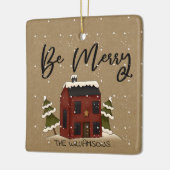 Snowy Saltbox House Primitive Country Add Name Keramisch Ornament (Links)