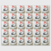 Snowy Santa Chickadee Cadeaupapier (Vlak)