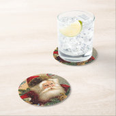  Snowy Santa Claus Merry Kerstmis Ronde Kartonnen Onderzetter (Insitu)