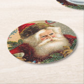 Snowy Santa Claus Merry Kerstmis Ronde Kartonnen Onderzetter (Gebogen)
