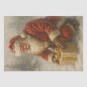 Snowy Santa With Gift Christmas Decoupage Tissuepapier (Voorkant)
