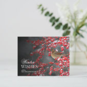 Snowy Scene met kardinaal en winterberry Briefkaart (Staand voorkant)