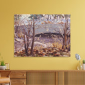 Snowy Scene Of Bridge beroemd gemaakt door Forest Canvas Afdruk (Insitu (Woonkamer))
