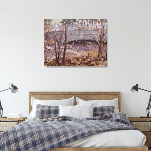 Snowy Scene Of Bridge beroemd gemaakt door Forest Canvas Afdruk (Insitu (Slaapkamer))