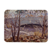 Snowy Scene Of Bridge beroemd gemaakt door Forest Magneet (Horizontaal)