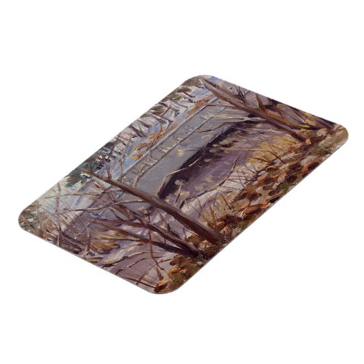 Snowy Scene Of Bridge beroemd gemaakt door Forest Magneet (Linkerzijde)