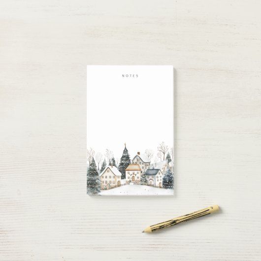 Snowy Schilderachtig Christmas Village Holiday Post-it® Notes (Op bureau)