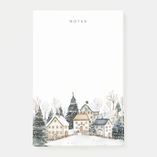 Snowy Schilderachtig Christmas Village Holiday Post-it® Notes (Voorkant)