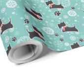 Snowy Scottie Hond Kerstpatroon Cadeaupapier (Rol Hoek)