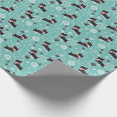 Snowy Scottie Hond Kerstpatroon Cadeaupapier (Hoek)
