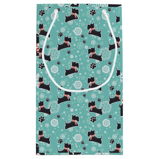 Snowy Scottie Hond Kerstpatroon Klein Cadeauzakje (Achterkant)