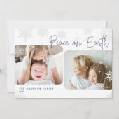 Snowy Script | 2 Fotovrede op Aarde-feestdag Kaart (Voorkant)