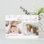 Snowy Script | 2 Fotovrede op Aarde-feestdag Kaart (Staand voorkant)