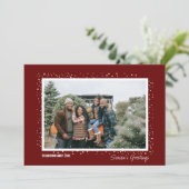 Snowy Season's Groet Familie Foto Kerstmis Kaart (Staand voorkant)